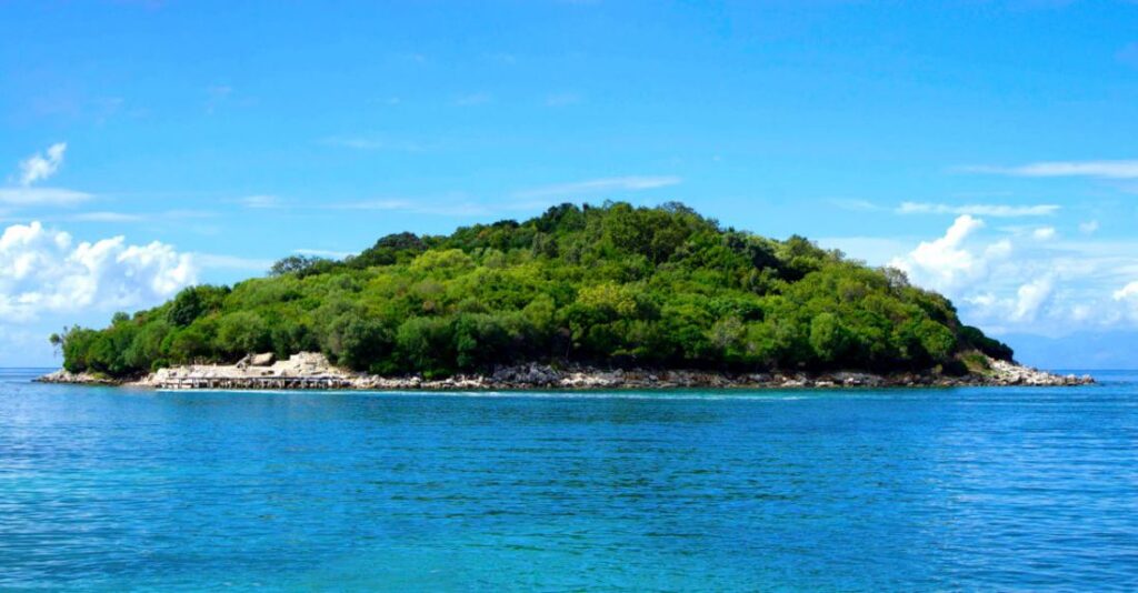Island - Island Covered With Green Trees Under the Clear Skies