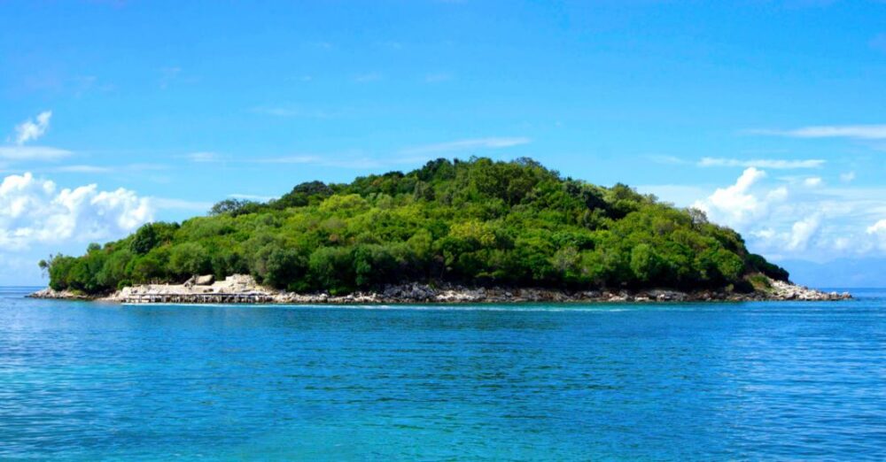Island - Island Covered With Green Trees Under the Clear Skies